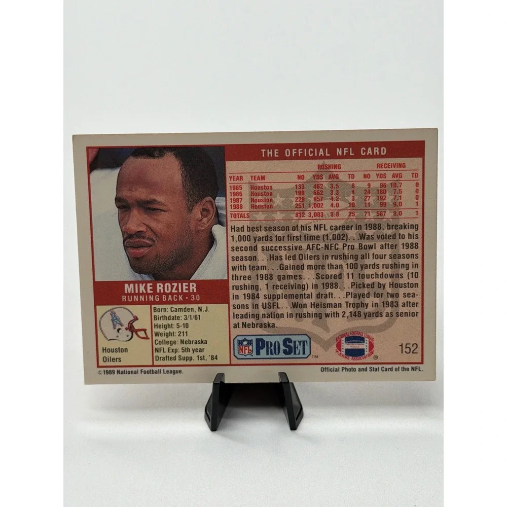 1989 Pro Set Mike Rozier 152 Houston Oilers Football Card Running Back RB